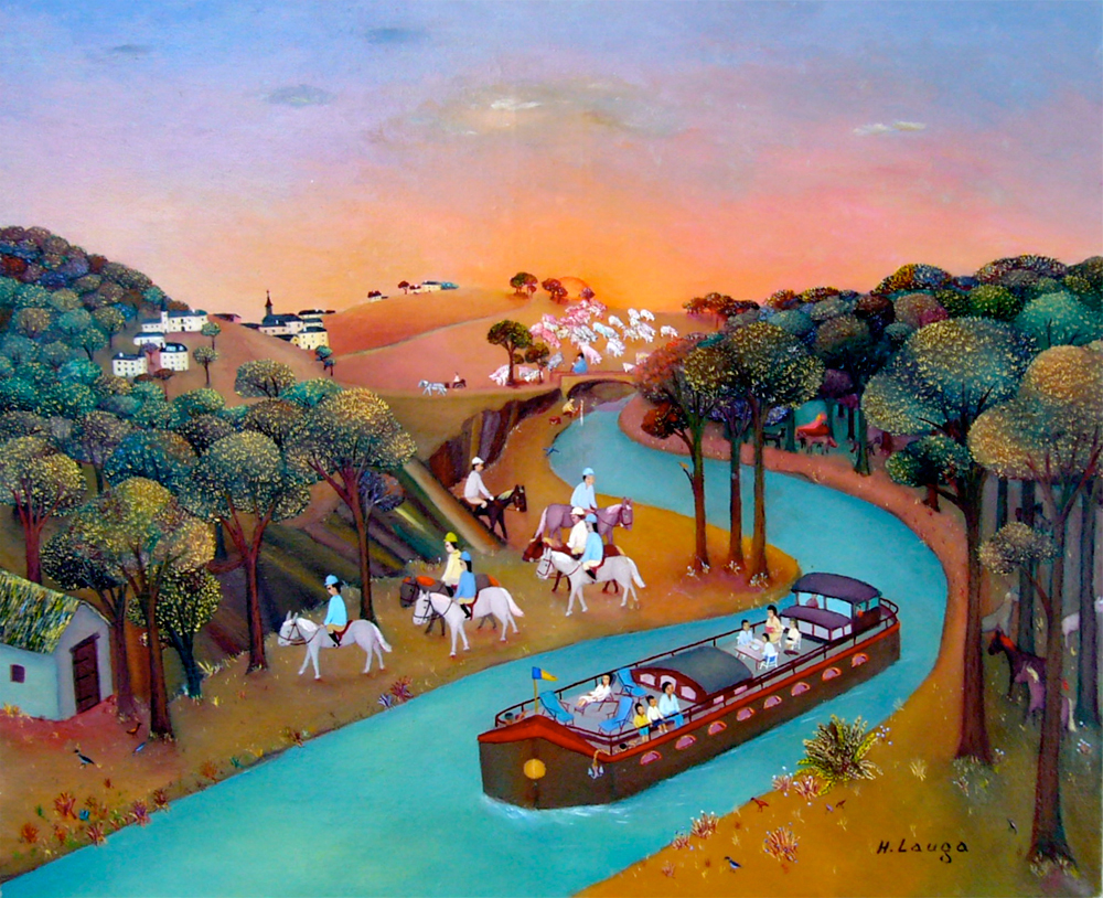 Paysage avec péniche